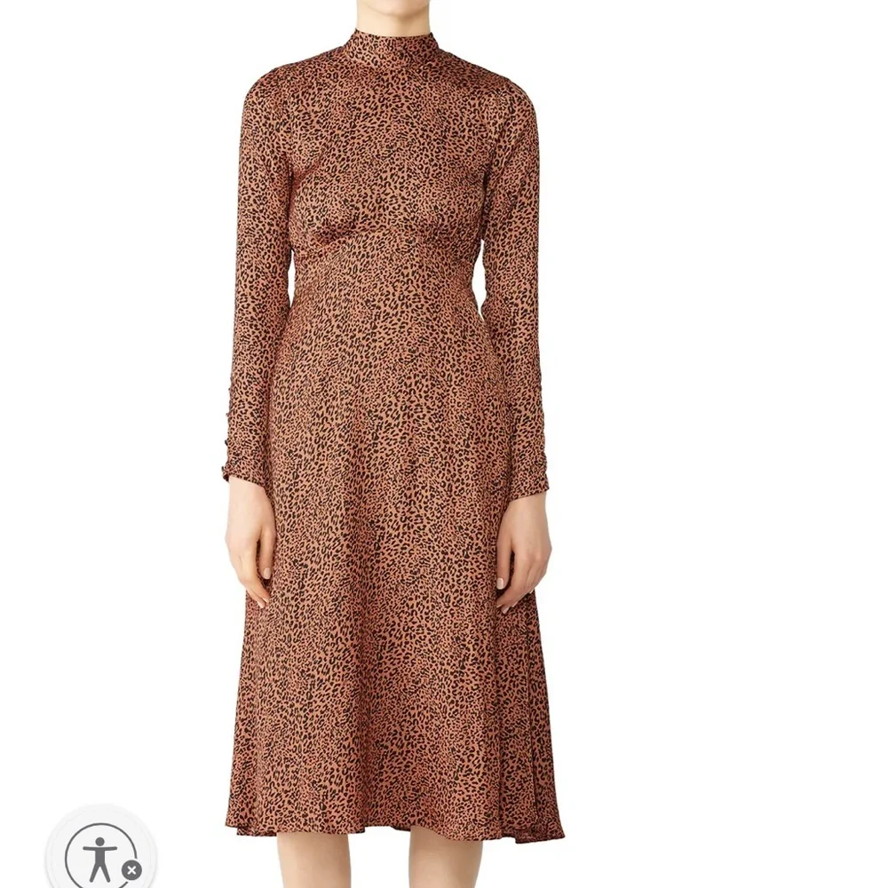 Free people loveless leopard backless midi silky dress NWOT sz 4 - Picture 2 of 7